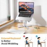 OMOTON LA10 360° Rotating Laptop Stand Riser for Desk, Ergonomic Foldable Computer Stand Adjustable Height Angles for Collaborative Work, Easy Storage Fit Macbooks,All Laptops up to 16 inches, Silver