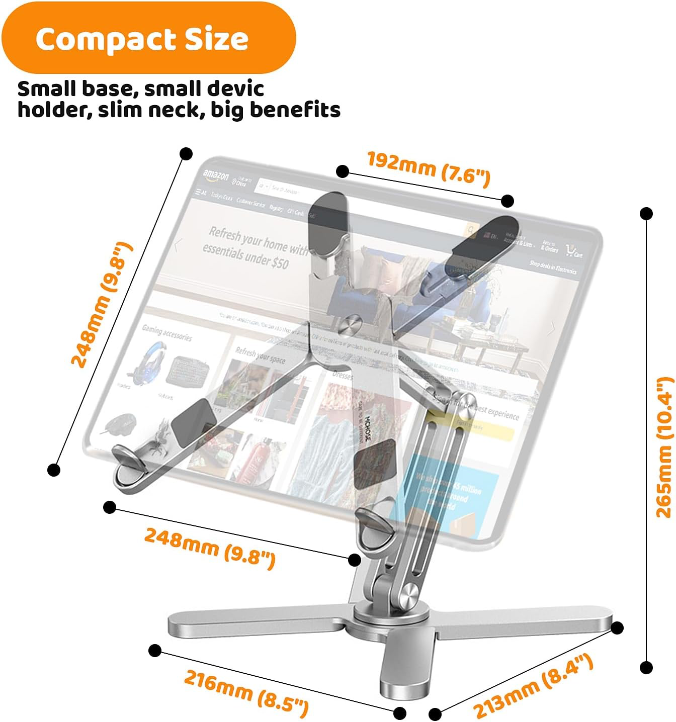 Laptop Stand with 360 Rotating Base, Computer Notebook Laptop Riser Metal Holder for Desk Collaborative Work, Fully Foldable for Easy Storage, Fits All MacBook, Laptops up to 16 inches