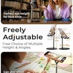 LISEN Cell Phone Stand Phone Holder for Desk Recording Office, Women Office Desk Accessories Gifts PC Gaming Essentials iPhone Stand Gadgets Fit OtterBox Case Switch iPad Air Tablet 4-10 in