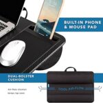 LAPGEAR Home Office Pro Lap Desk with Wrist Rest, Mouse Pad, and Phone Holder – Black Carbon – Fits up to 15.6 Inch Laptops – Style No. 91598