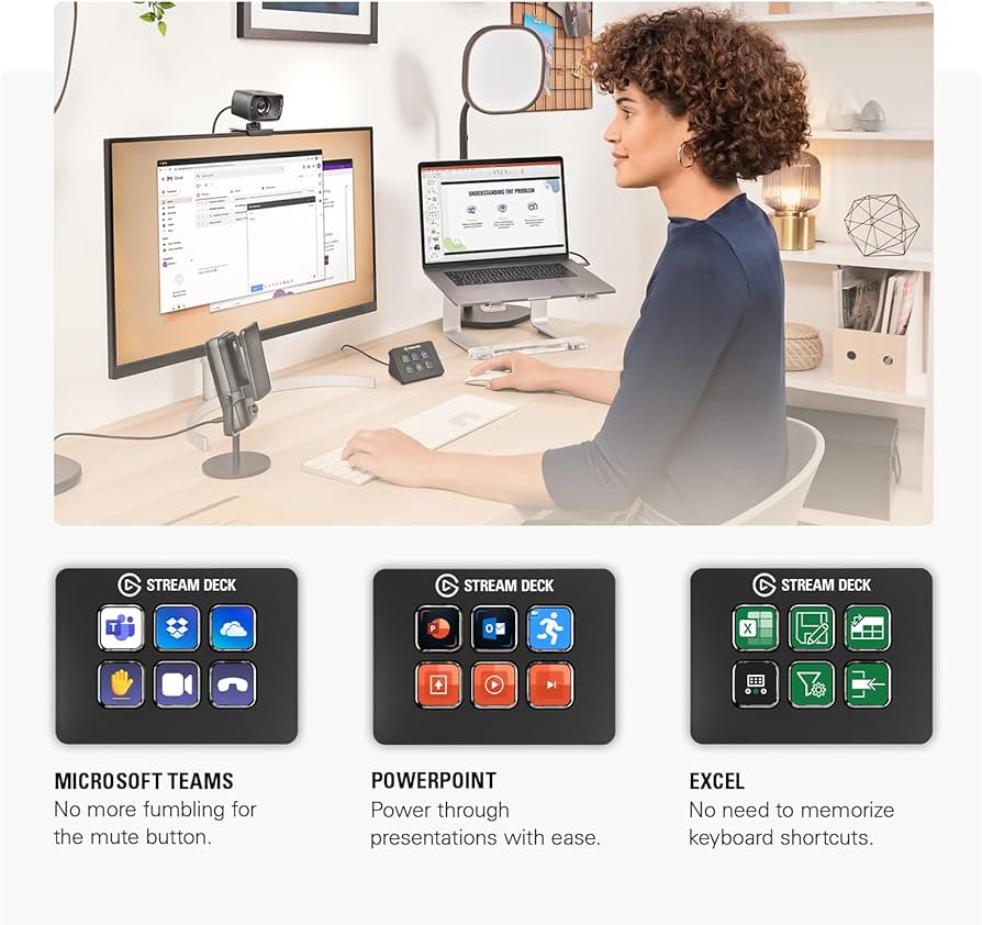 Elgato Stream Deck Mini – Control Zoom, Teams, PowerPoint, MS Office and Boost Productivity with Seamless Integration for Daily Apps, Set Up Shortcuts Easily, USB, Compatible with Mac and PC
