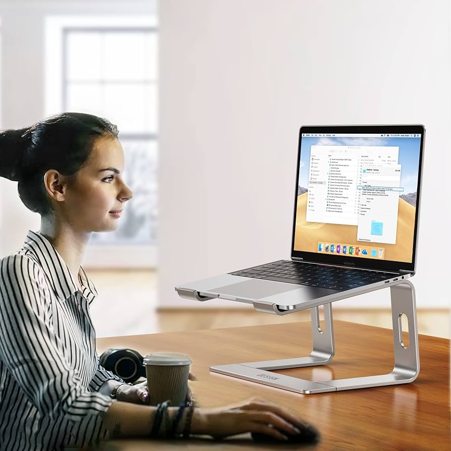 BESIGN LS03 Aluminum Laptop Stand, Ergonomic Detachable Computer Stand, Notebook Riser Compatible with Air, Pro, Dell, HP, Lenovo More 10-15.6″ Laptops, Silver