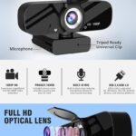 Tewiky 1080P Webcam with Microphone and Rotatable Tripod Wide Angle Camera for Desktop PC or Laptop Computer,Plug and Play, for Zoom/Skype/Teams, Conferencing and Video Calling
