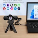 Tewiky 1080P Webcam with Microphone and Rotatable Tripod Wide Angle Camera for Desktop PC or Laptop Computer,Plug and Play, for Zoom/Skype/Teams, Conferencing and Video Calling