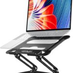 Urmust Laptop Notebook Stand Holder Adjustable Laptop Stand Portable Computer Riser Compatible with MacBook Air Pro HP Dell XPS Lenovo All Laptops 10-15.6″(Black)