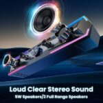 Pc Speakers Computer Sound Bar with Stereo Sound, Flowing LED & Push-Button Control Computer Speaker for Desktop Laptop Monitor, USB Input