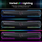 Pc Speakers Computer Sound Bar with Stereo Sound, Flowing LED & Push-Button Control Computer Speaker for Desktop Laptop Monitor, USB Input