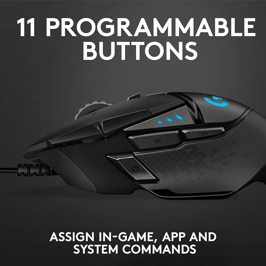 Logitech G502 Hero High Performance Wired Gaming Mouse, Hero 25K Sensor, 25,600 DPI, RGB, Adjustable Weights, 11 Buttons, On-Board Memory, PC/Mac