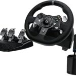 Logitech G920 Driving Force Racing Wheel and Floor Pedals, Real Force Feedback, Stainless Steel Paddle Shifters, Leather Steering Wheel Cover for Xbox Series X|S, Xbox One, PC, Mac – Black