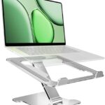 Foldable Aluminum Laptop Stand, Height Adjustable Ergonomic Riser for Collaborative Work,Tablet, Reading and More. Portable Laptop Stand for All 10-16″ – Silver