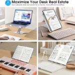 Foldable Aluminum Laptop Stand, Height Adjustable Ergonomic Riser for Collaborative Work,Tablet, Reading and More. Portable Laptop Stand for All 10-16″ – Silver