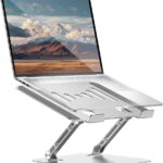 Laptop Stand for Desk Adjustable Height Portable Laptop Riser Aluminum Laptop Stand for Desk Foldable with Ergonomic 10-17″ Silver