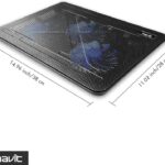 havit HV-F2056 15.6″-17″ Laptop Cooler Cooling Pad – Slim Portable USB Powered (3 Fans), Black/Blue