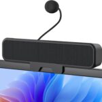 INGA Computer Speakers with Detachable Mic, Plug and Play Desktop Speakers, One-Touch Mute Microphone, Stereo & Bass, Easily Clamps to Monitor, Compatible with PC, MAC, Laptop