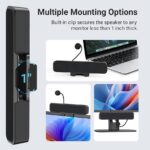 INGA Computer Speakers with Detachable Mic, Plug and Play Desktop Speakers, One-Touch Mute Microphone, Stereo & Bass, Easily Clamps to Monitor, Compatible with PC, MAC, Laptop