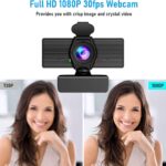 Webcam with Microphone & Privacy Cover, 1080P HD Web Computer Camera, USB Plug and Play Laptop PC Desktop Camera, Works with Zoom, Skype, Teams, Video Conferencing/Recording/Streaming