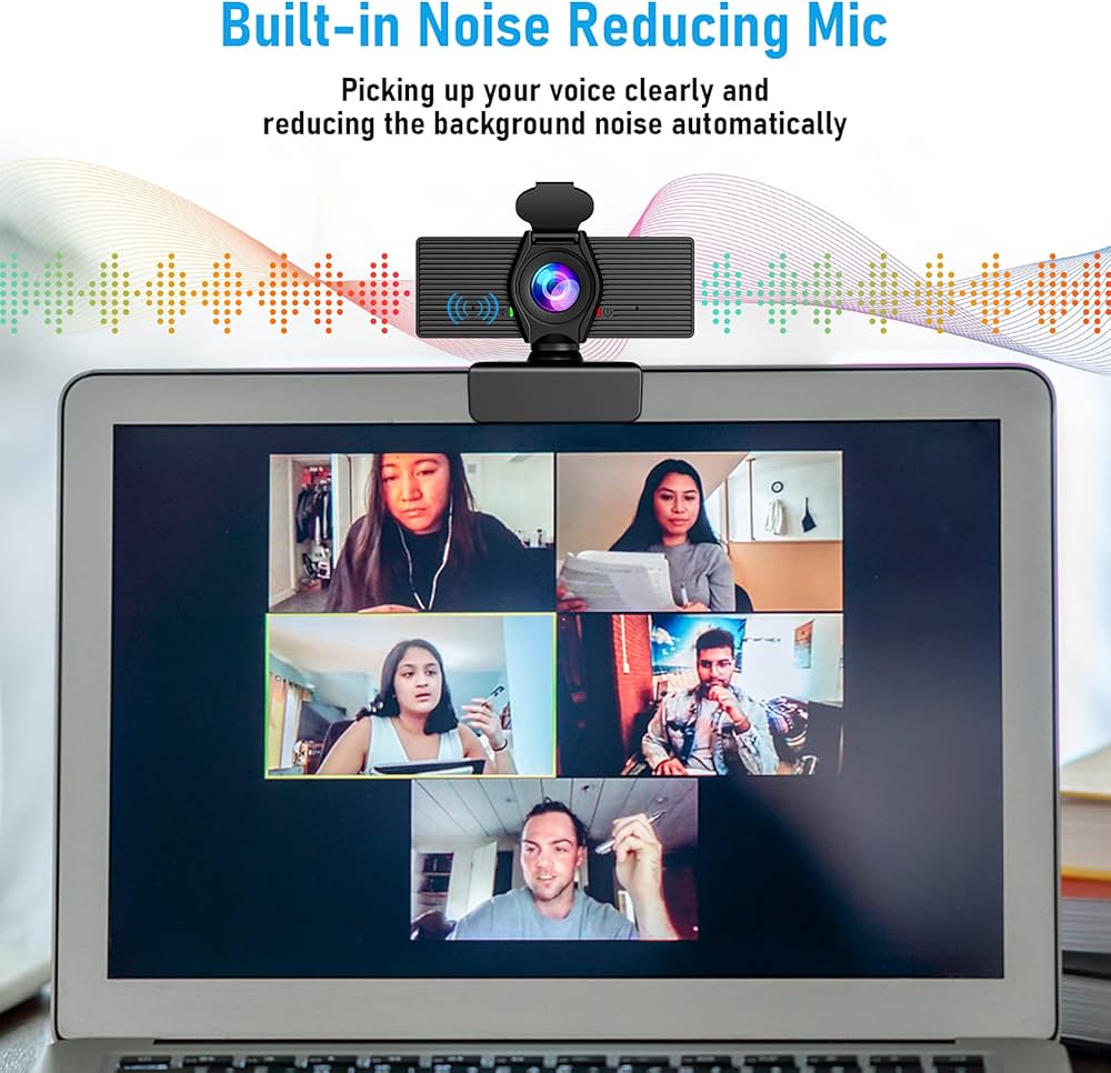 Webcam with Microphone & Privacy Cover, 1080P HD Web Computer Camera, USB Plug and Play Laptop PC Desktop Camera, Works with Zoom, Skype, Teams, Video Conferencing/Recording/Streaming