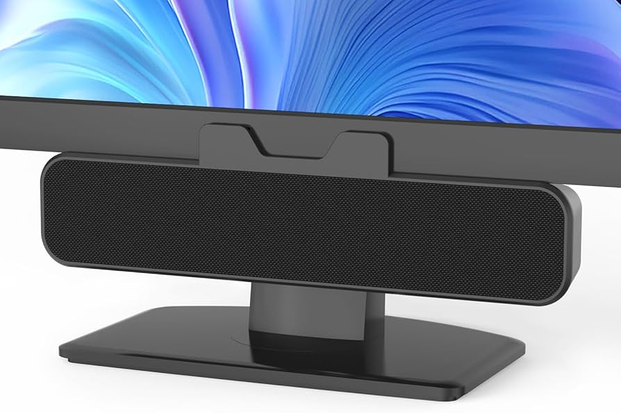 INGA Computer Speakers, USB Plug and Play Desktop Speakers, Easily Clamps to Monitor, PC Speaker with Loud Stereo Sound & Bass, Wired Computer Speakers for Study/Meeting, Compatible with MAC, Laptop