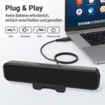 INGA Computer Speakers, USB Plug and Play Desktop Speakers, Easily Clamps to Monitor, PC Speaker with Loud Stereo Sound & Bass, Wired Computer Speakers for Study/Meeting, Compatible with MAC, Laptop