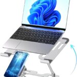 Ergonomic 2-in-1 Laptop Phone Stand for Desk, Adjustable Riser, Sturdy and Portable, Fits All Laptops and Phone (White)