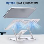 Ergonomic 2-in-1 Laptop Phone Stand for Desk, Adjustable Riser, Sturdy and Portable, Fits All Laptops and Phone (White)