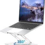 ALASHI Laptop Stand for Desk with 360° Rotating Base, Multi-Angle Adjustable Laptop Stands, Foldable Laptop Riser Compatible with 10 to 15.6 Inches PC Computer, White