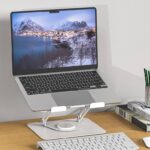 ALASHI Laptop Stand for Desk with 360° Rotating Base, Multi-Angle Adjustable Laptop Stands, Foldable Laptop Riser Compatible with 10 to 15.6 Inches PC Computer, White