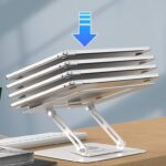 ALASHI Laptop Stand for Desk with 360° Rotating Base, Multi-Angle Adjustable Laptop Stands, Foldable Laptop Riser Compatible with 10 to 15.6 Inches PC Computer, White
