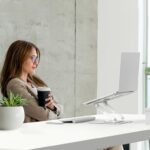 ALASHI Laptop Stand for Desk with 360° Rotating Base, Multi-Angle Adjustable Laptop Stands, Foldable Laptop Riser Compatible with 10 to 15.6 Inches PC Computer, White