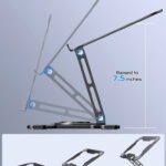 Adjustable Laptop Stand for Desk, 360° Rotating Base Ergonomic Computer Stand, Laptop Riser Foldable Protable for Office Home Fits Compatible with MacBook Pro/Air Notebook up to 10-16″ Black