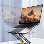 Adjustable Laptop Stand for Desk, 360° Rotating Base Ergonomic Computer Stand, Laptop Riser Foldable Protable for Office Home Fits Compatible with MacBook Pro/Air Notebook up to 10-16″ Black