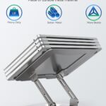 SOUNDANCE Laptop Stand with 360° Rotating Base, Ergonomic Computer Riser for Desk, Adjutable Height Muti-Angle, Foldable Laptop Mount, Stable Metal Holder Support 10-15.6″ Notebook PC, Silver Grey
