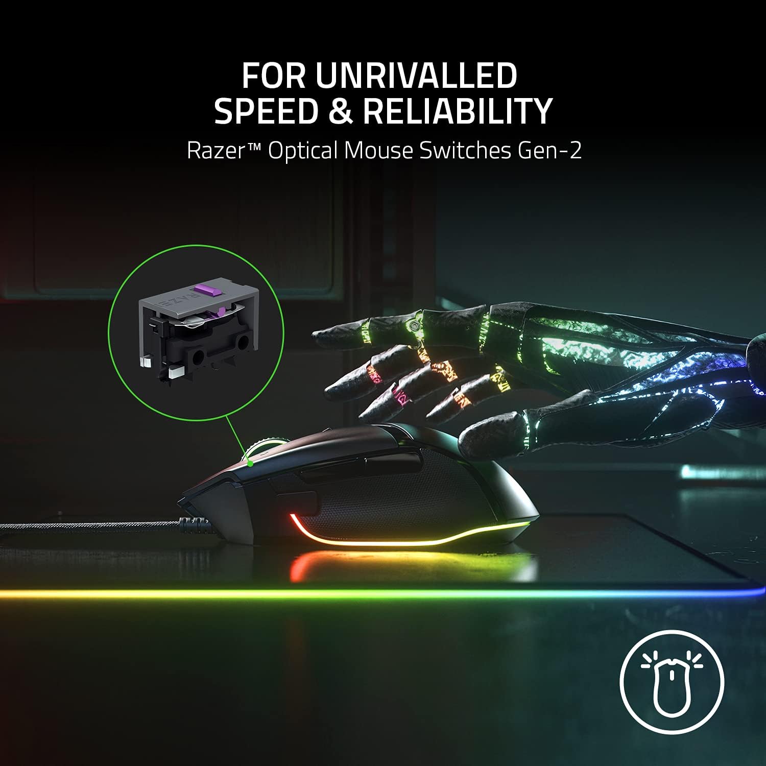 Razer Basilisk V3 Customizable Ergonomic Gaming Mouse: Fastest Gaming Mouse Switch – Chroma RGB Lighting – 26K DPI Optical Sensor – 11 Programmable Buttons – HyperScroll Tilt Wheel – Classic Black