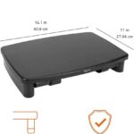 Amazon Basics Height Adjustable Rectangular Computer Monitor Riser Desk Stand with Storage for Reduced Neck Strain – Fits Monitors, Laptops Up to 22lbs, Black