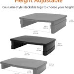 Amazon Basics Height Adjustable Rectangular Computer Monitor Riser Desk Stand with Storage for Reduced Neck Strain – Fits Monitors, Laptops Up to 22lbs, Black