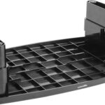 Amazon Basics Height Adjustable Rectangular Computer Monitor Riser Desk Stand with Storage for Reduced Neck Strain – Fits Monitors, Laptops Up to 22lbs, Black