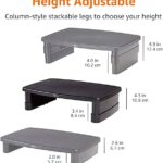 Amazon Basics Height Adjustable Rectangular Computer Monitor Riser Desk Stand with Storage for Reduced Neck Strain – Fits Monitors, Laptops Up to 22lbs, Black