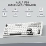 AULA F99 Wireless Mechanical Keyboard,Tri-Mode BT5.0/2.4GHz/USB-C Hot Swappable Custom Keyboard,Pre-lubed Linear Switches,RGB Backlit Computer Gaming Keyboards for PC/Tablet/PS/Xbox