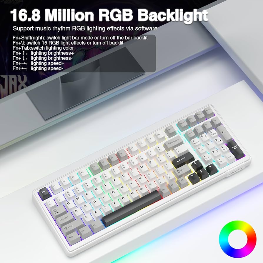 AULA F99 Wireless Mechanical Keyboard,Tri-Mode BT5.0/2.4GHz/USB-C Hot Swappable Custom Keyboard,Pre-lubed Linear Switches,RGB Backlit Computer Gaming Keyboards for PC/Tablet/PS/Xbox