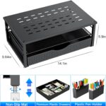 gianotter Desk Organizers and Accessories, Monitor Stand with Drawer and 2 Pen Holder, Desktop Organizer Suitable for Offices and Dormitories (Black)