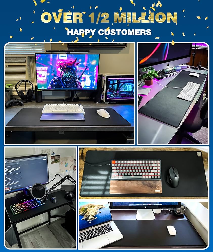 KTRIO Large Gaming Mouse Pad Desk Mat, Superior Micro-Weave Cloth for Precise Mouse Control, Non-Slip Rubber Base, Stitched Edges, Water-Resistant, for Gamer, Office & Home, 31.5″ x 11.8″ inches