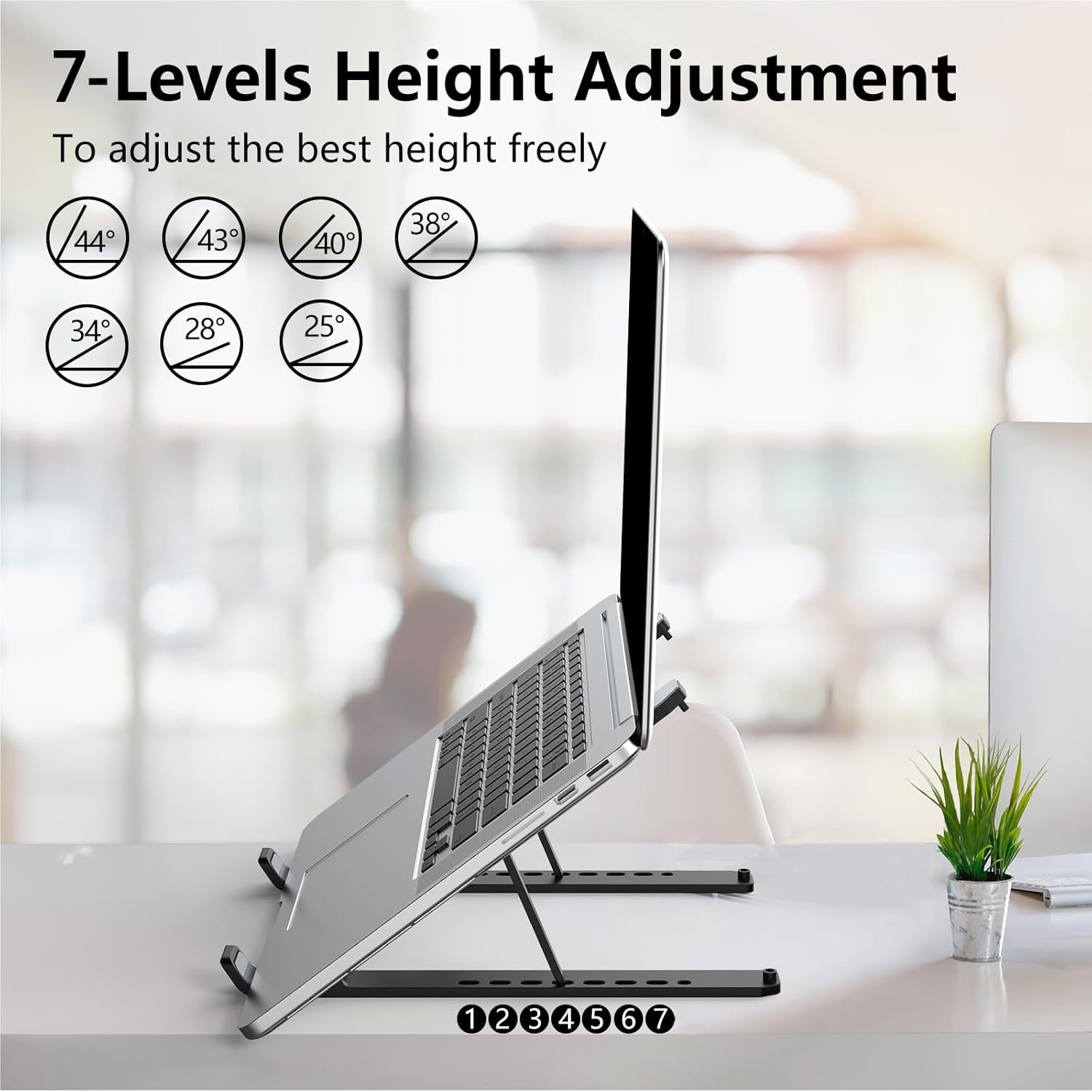 Laptop Stand for Desk, Adjustable Laptop Riser ABS+Silicone Foldable Portable Notebook Holder, Ventilated Cooling Notebook Mount Computer Stand for 10-15.6” Laptops,Tablets-Black