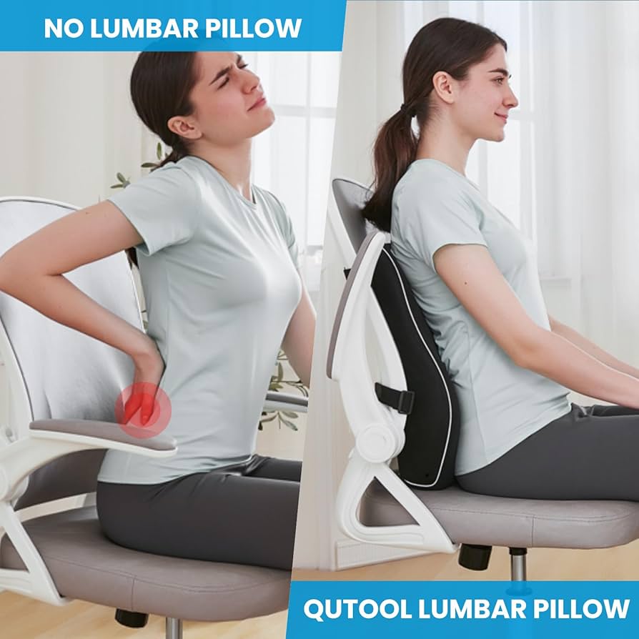 Lumbar Support Pillow for Office Chair, Office Home Essentials,Gifts for Mom,Dad, Back Support Pillow for Car, Chair Cushions,Back Pain Relief Improve Posture,Mesh Cover Double Adjustable Straps