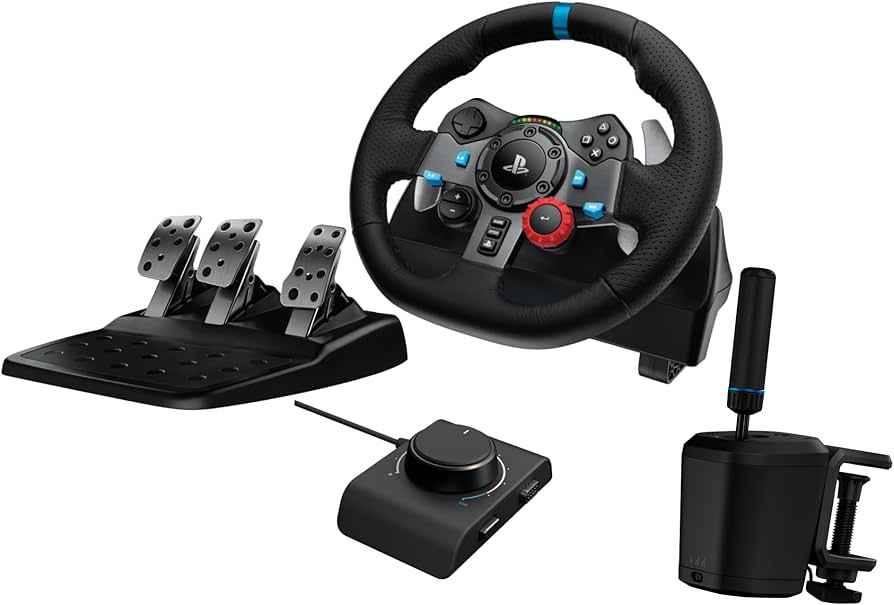 Logitech G29 Driving Force Racing Wheel and Floor Pedals, Real Force Feedback, Stainless Steel Paddle Shifters, Leather Steering Wheel Cover for PS5, PS4, PC, Mac – Black