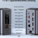 Baseus Docking Station, Spacemate(Win) 11 in 1, Triple Display, 4K HDMI and DP, 10Gbps USB A/C Ports, Gigabit Ethernet, 100W PD, Audio, Laptop Docking Station for Windows/Dell/HP/Lenovo/Asus/Acer/Mac