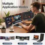 Laptop Screen Extender, 14” FHD 1080P IPS Ultra-Thin Dual/Triple Monitor Display, HDMI/USB-C Plug-Play Portable Monitor for Laptop, Built-in Speakers(Mac, Win, Android)