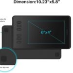 HUION Inspiroy H640P Drawing Tablet, 6×4 inch Digital Art with Battery-Free Stylus, 8192 Pen Pressure, 6 Hot Keys, Graphics Tablet for Drawing, Writing, Design, Teaching, Work with Mac, PC & Mobile
