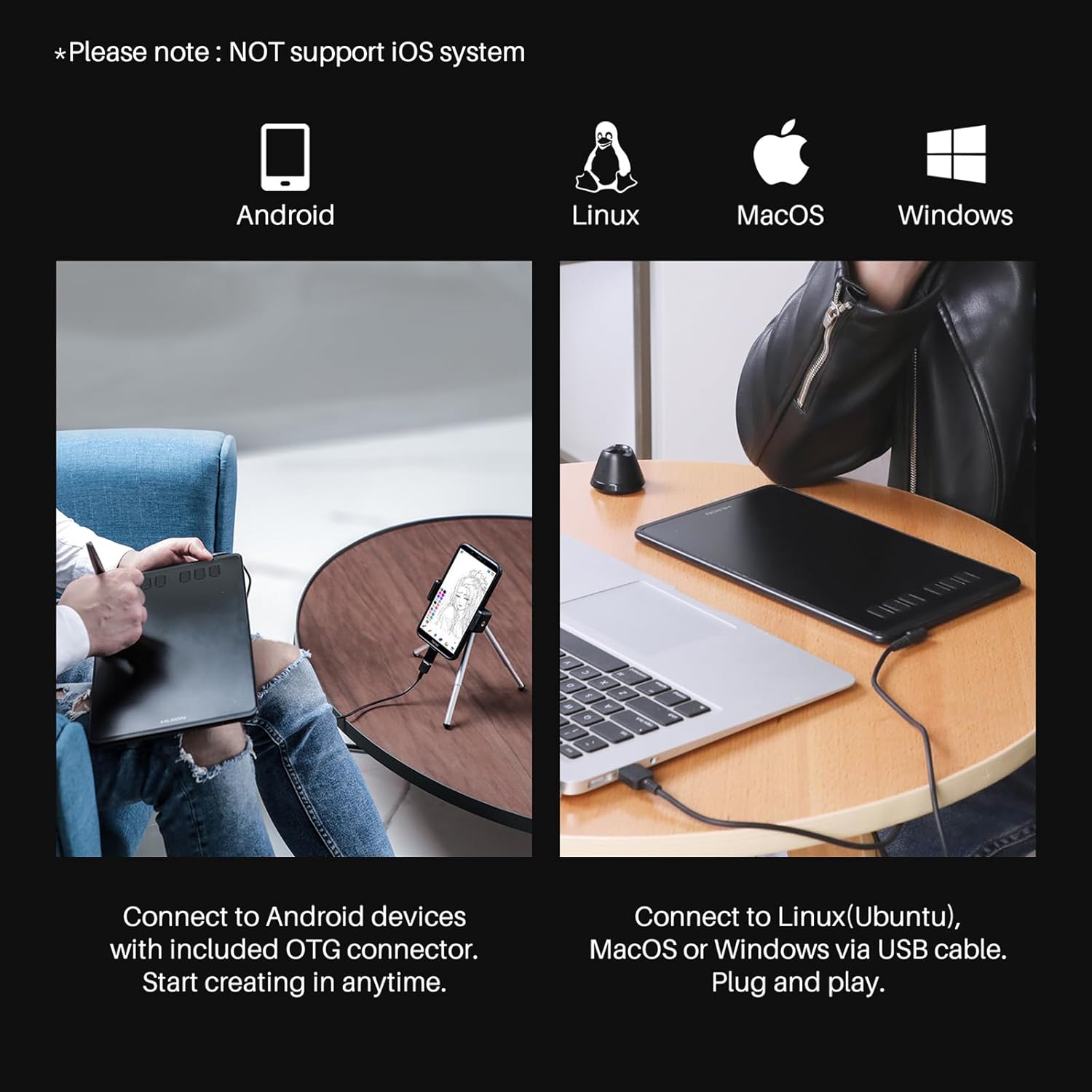 HUION Inspiroy H640P Drawing Tablet, 6×4 inch Digital Art with Battery-Free Stylus, 8192 Pen Pressure, 6 Hot Keys, Graphics Tablet for Drawing, Writing, Design, Teaching, Work with Mac, PC & Mobile