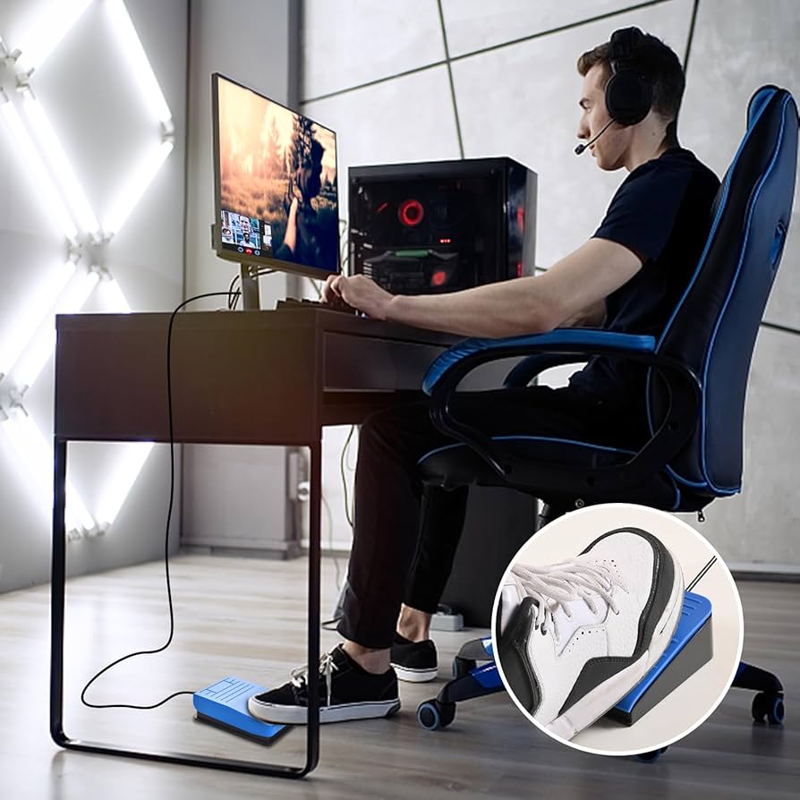iKKEGOL 2023 Upgraded USB Foot Pedal Switch – Hands-Free Control PC Footswitch Customized Programmable Keyboard Mouse Hotkey for Gaming Transcription HID
