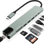 8-in-1 USB-C Hub, Multi-Port Adapter for Laptops, 4K@60Hz HDMI, 85W Power Delivery, 3X USB-A 3.0 & USB-C Data Ports, SD/TF Card Reader, for Type-C Devices (Charger Not Included)